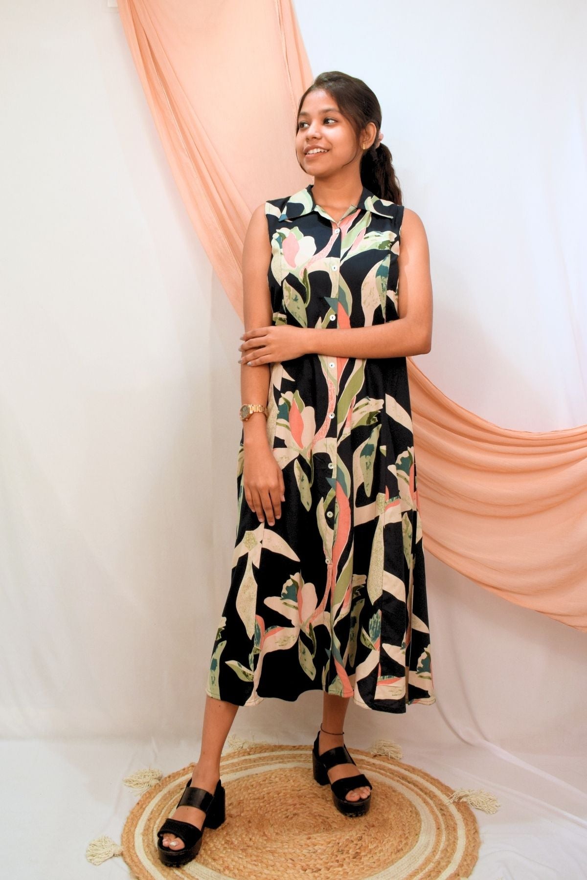 Shadow Garden Shirt Dress