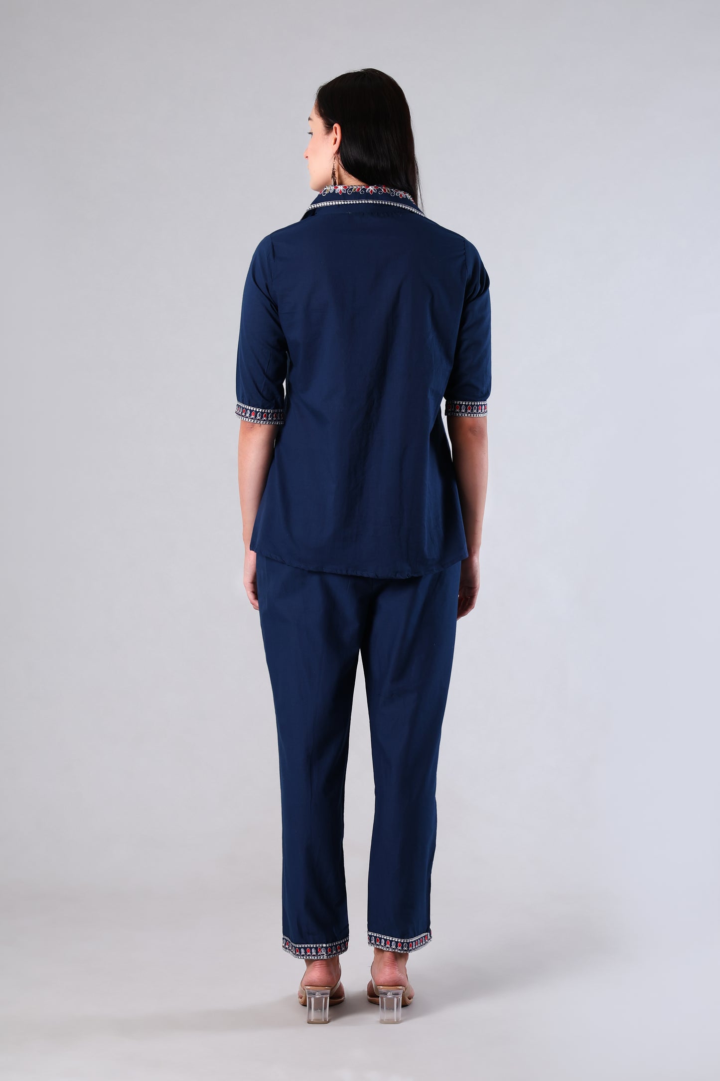 Mira | Blue Embroidered Cotton Co-ord Set