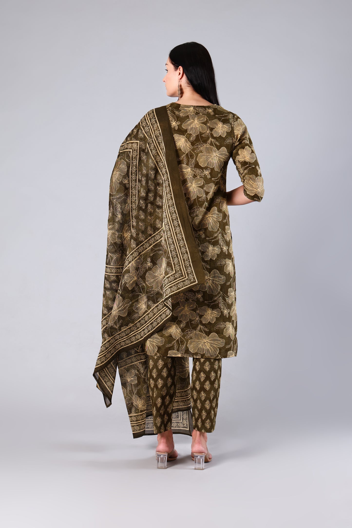 Avira | Green Floral Cotton Suit Set