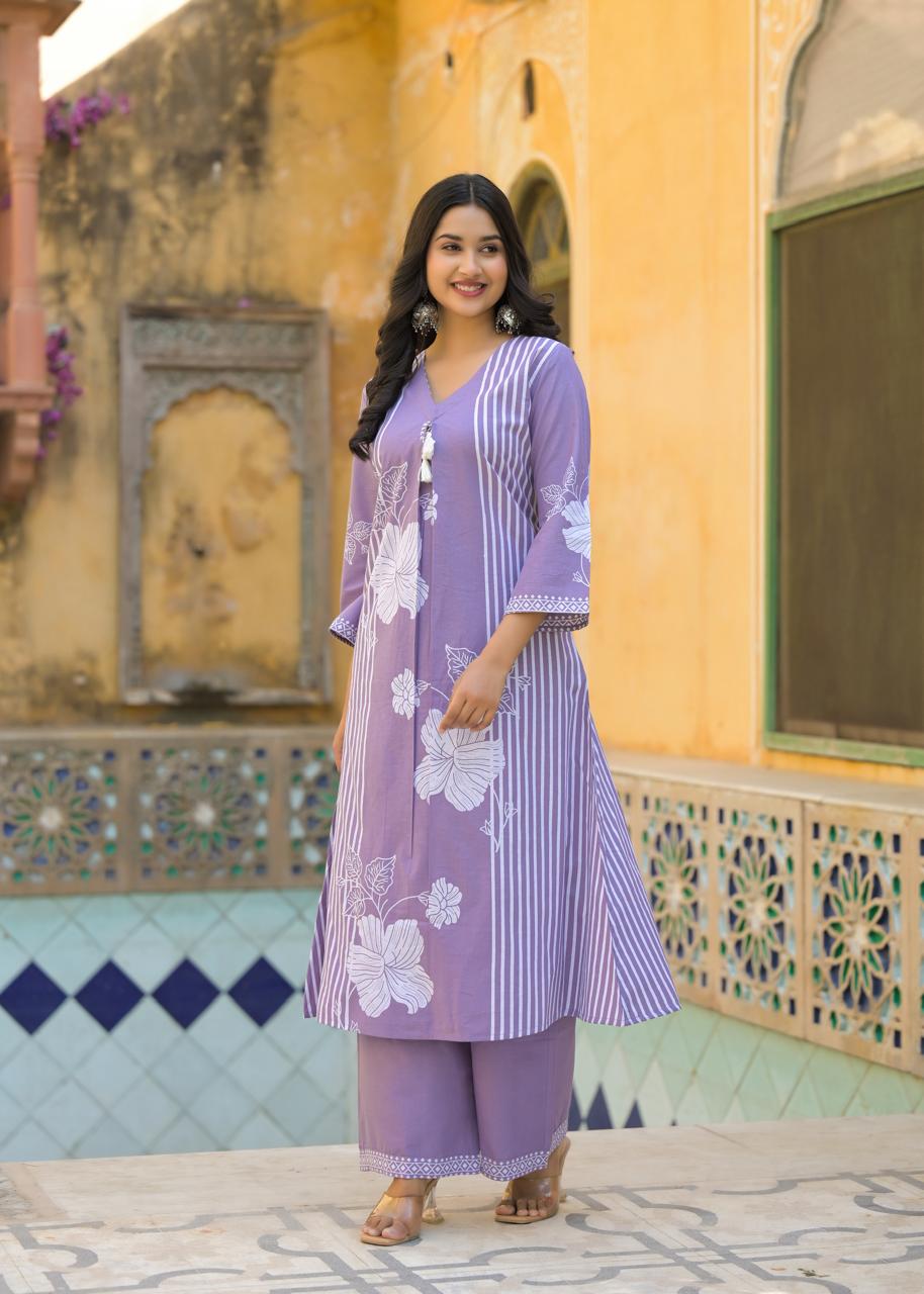 Lilac Garden Block Print Co-ord Set