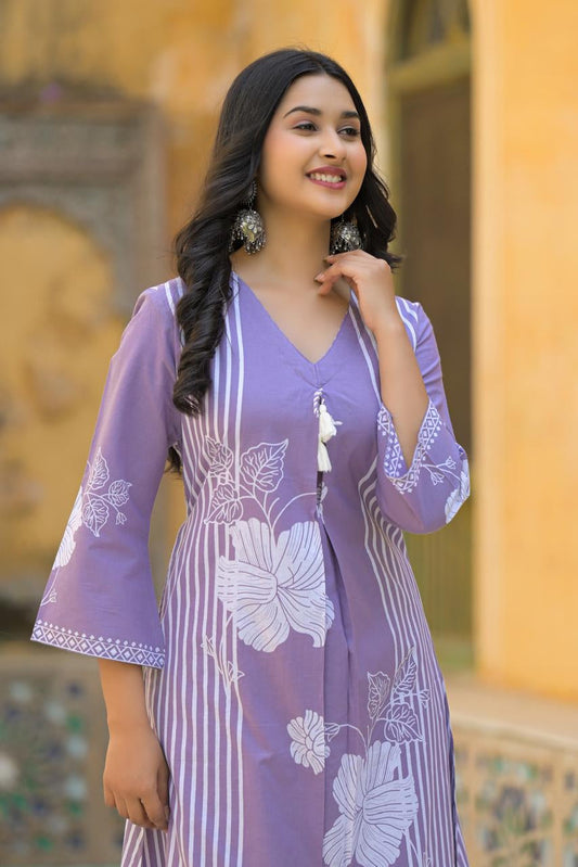 Lilac Garden Block Print Co-ord Set