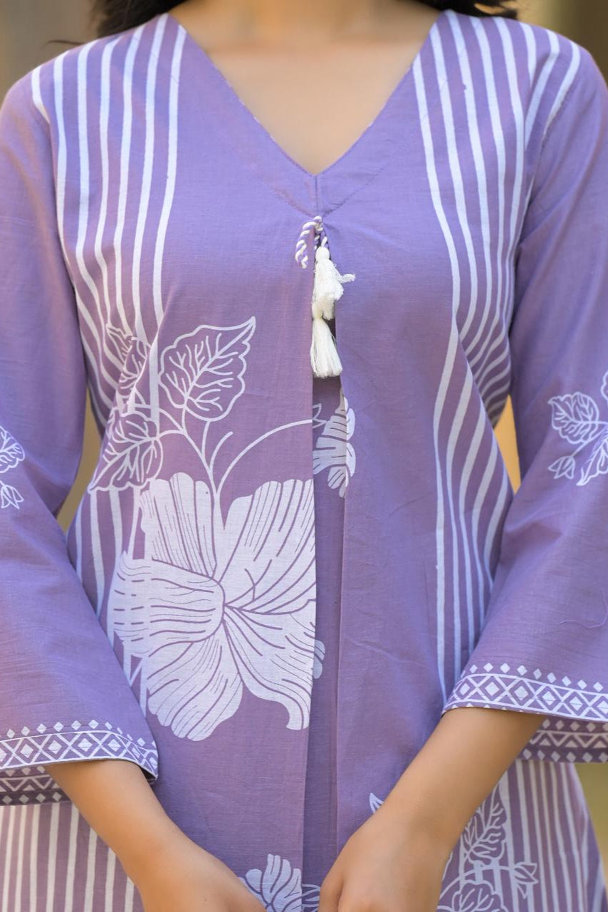 Lilac Garden Block Print Co-ord Set