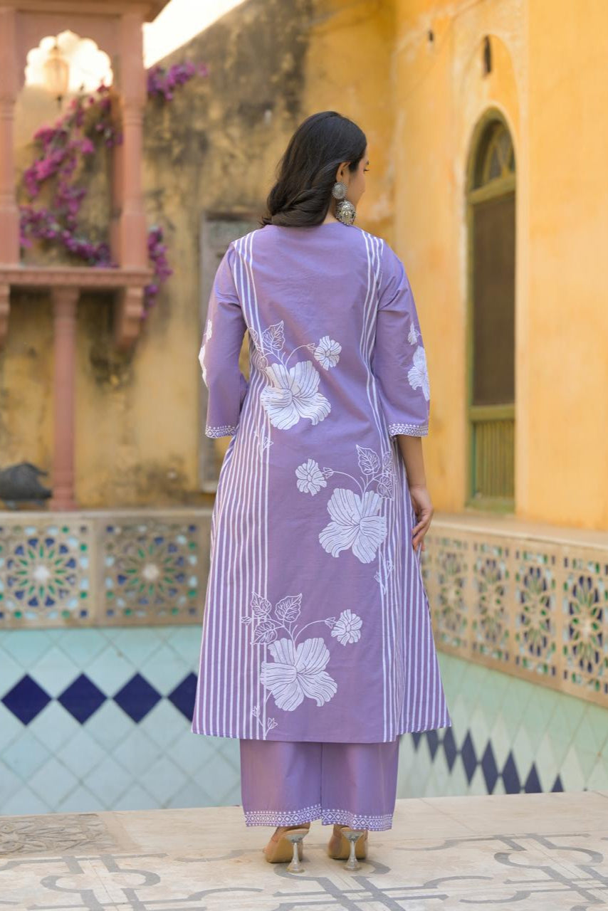 Lilac Garden Block Print Co-ord Set