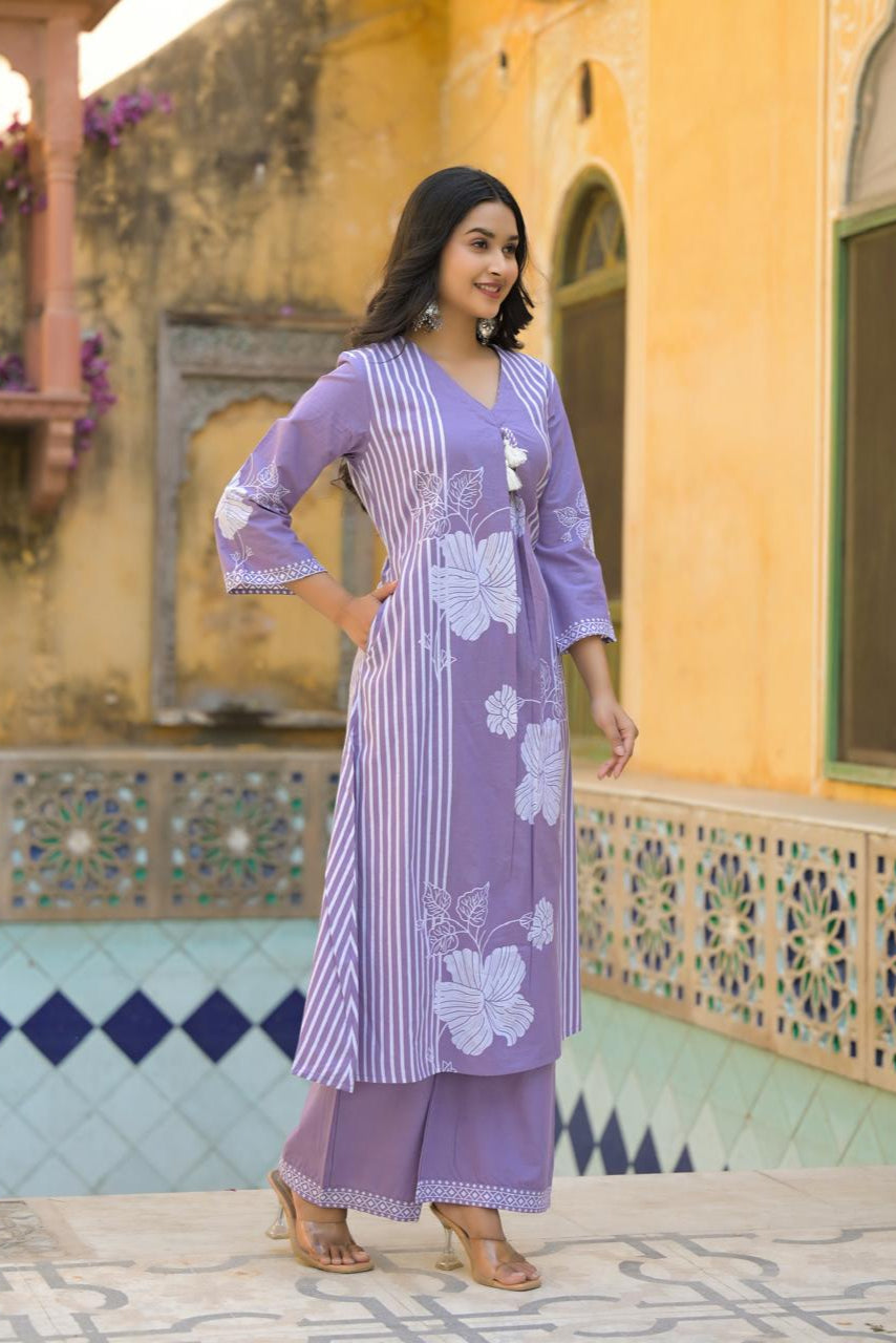 Lilac Garden Block Print Co-ord Set