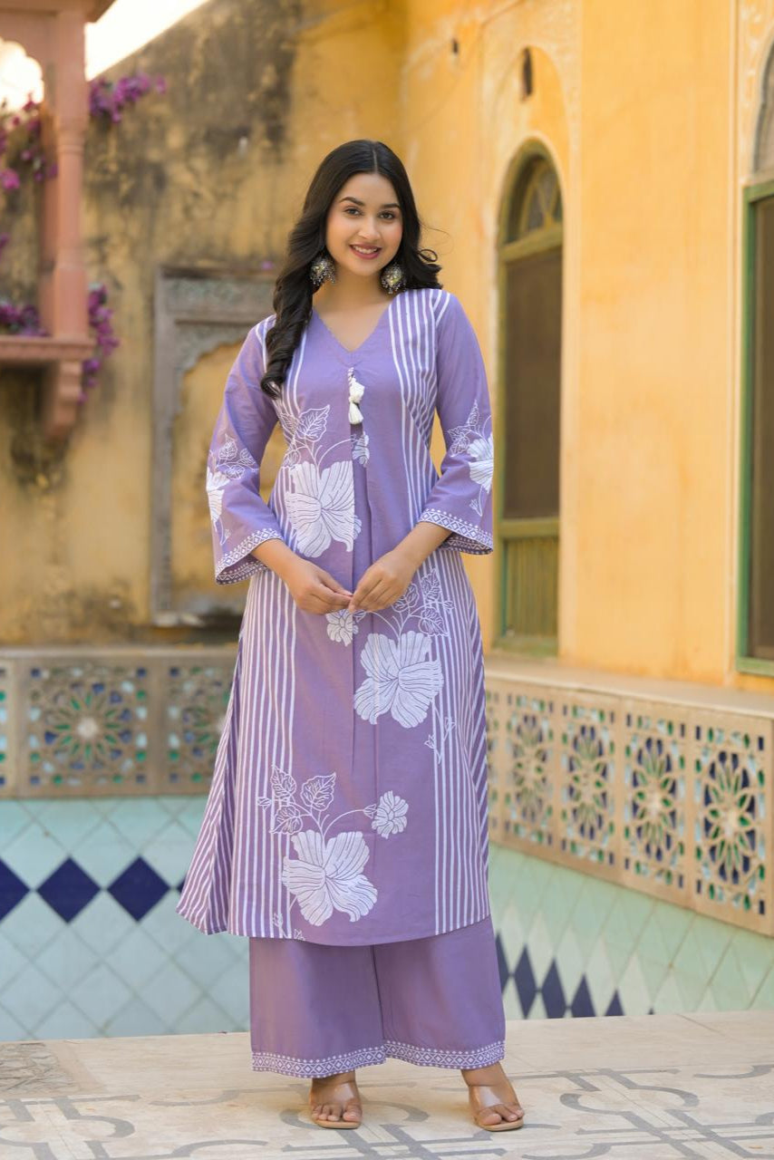 Lilac Garden Block Print Co-ord Set