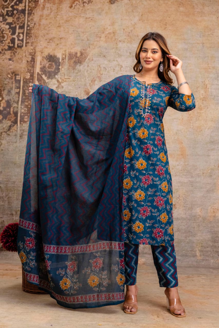 Zaria - Floral Kurti Set