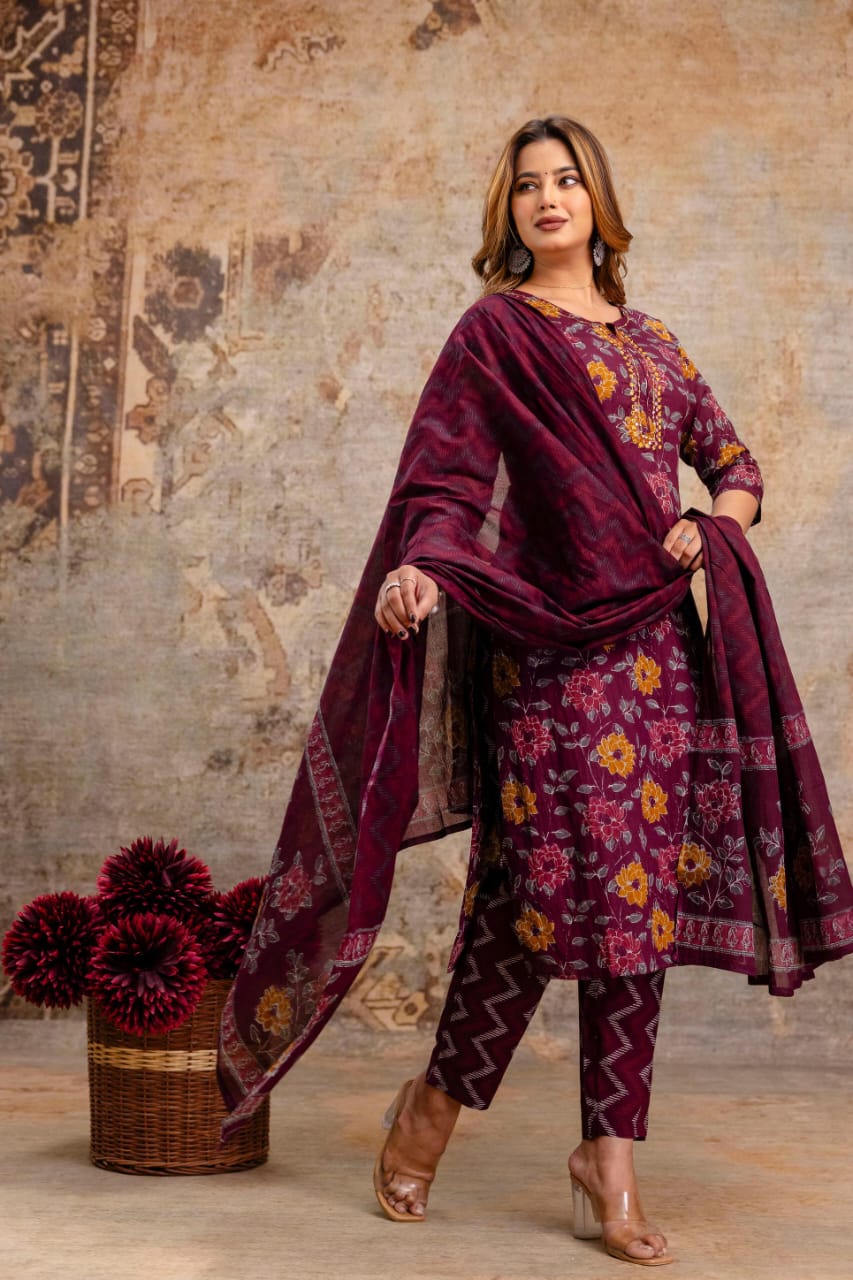 Zaria - Floral Kurti Set