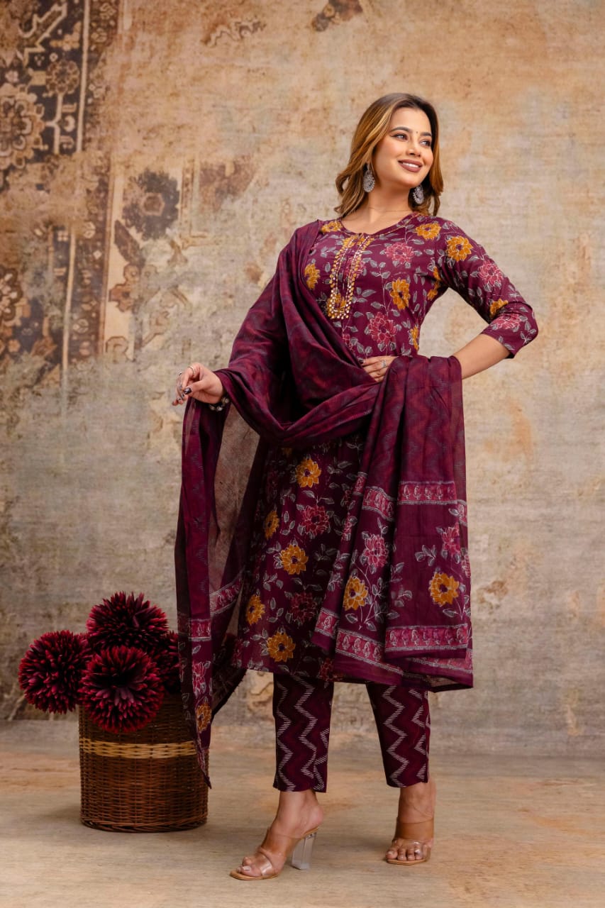 Zaria - Floral Kurti Set