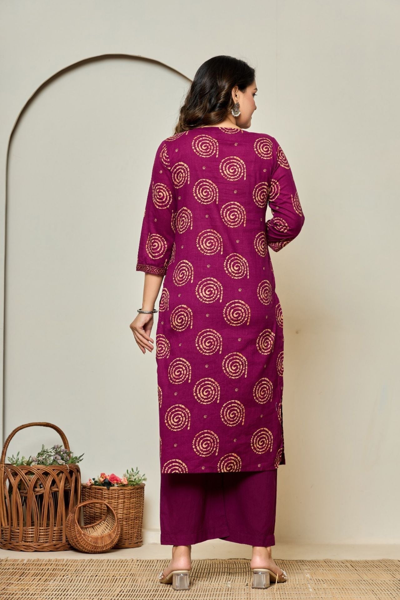 Mehira Maroon Bandhej Kurta Set