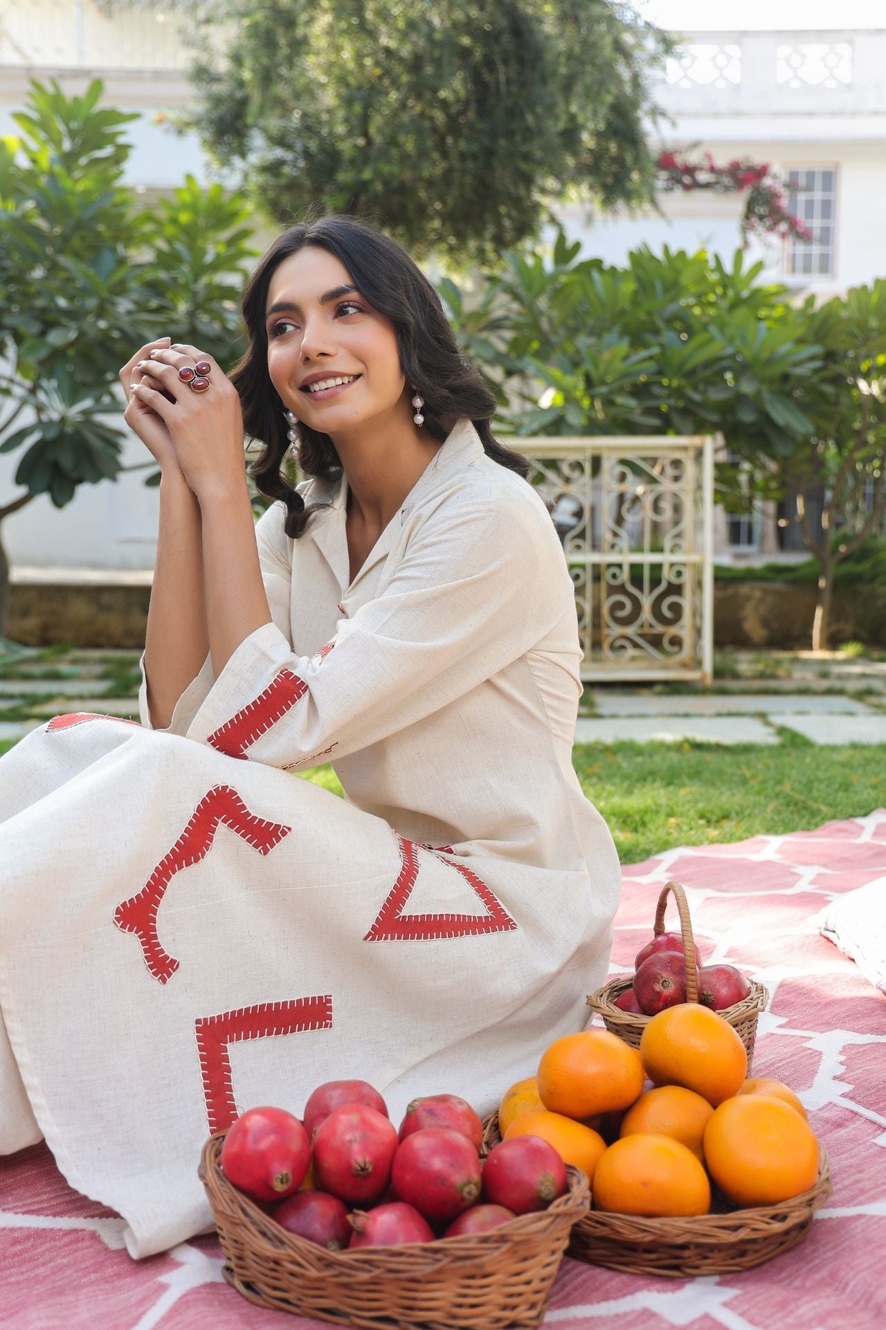 Natural Geometry Embroidered Co-ord Set