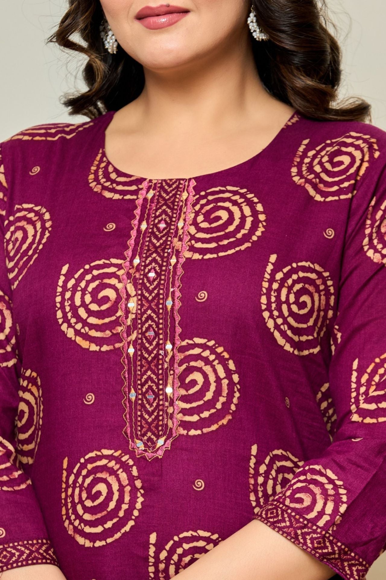 Mehira Maroon Bandhej Kurta Set