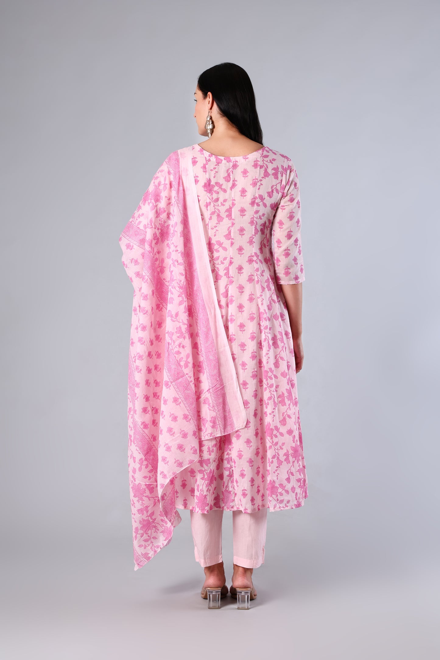 Mishti | Pink Floral Cotton Suit Set