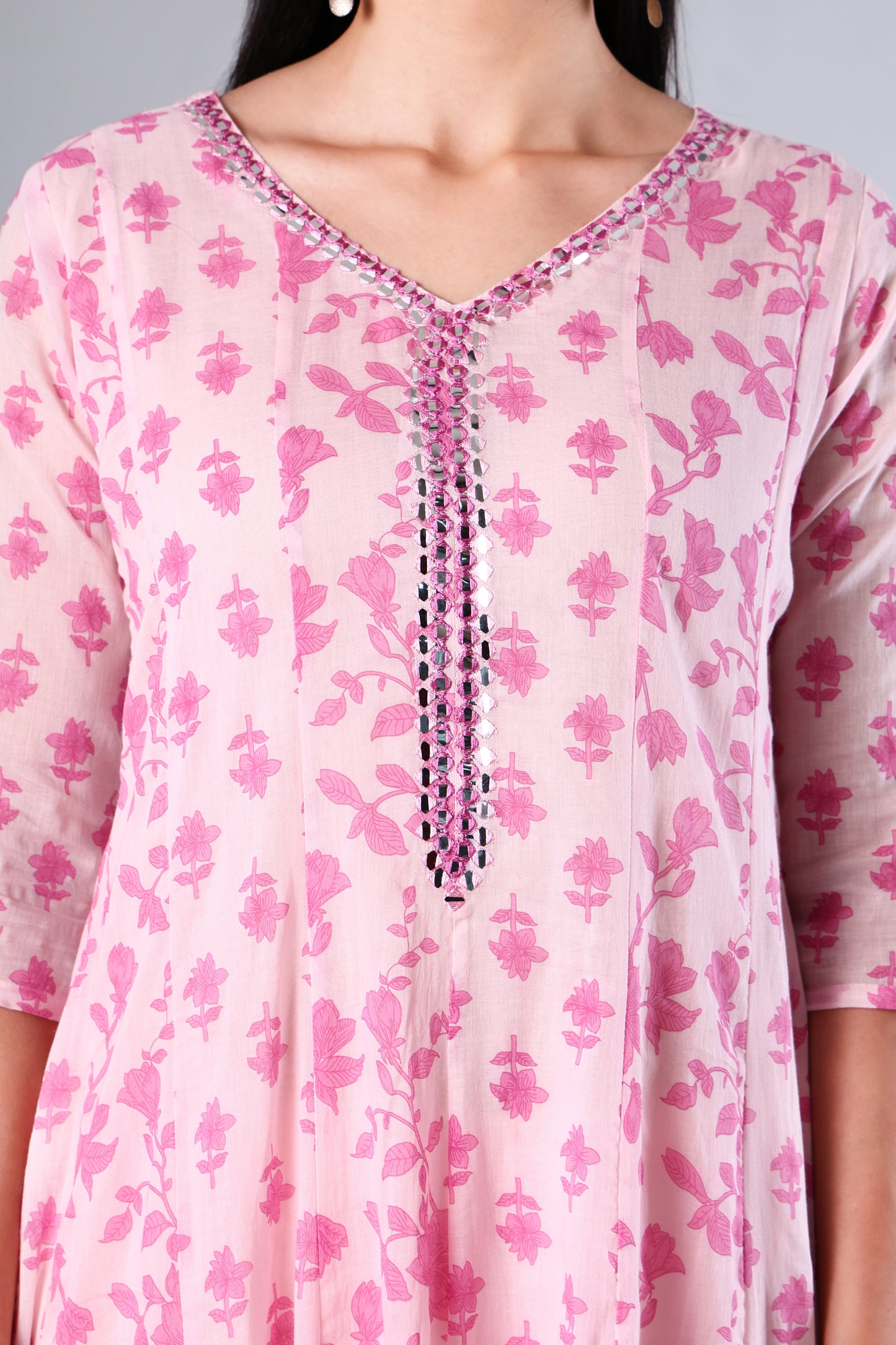Mishti | Pink Floral Cotton Suit Set