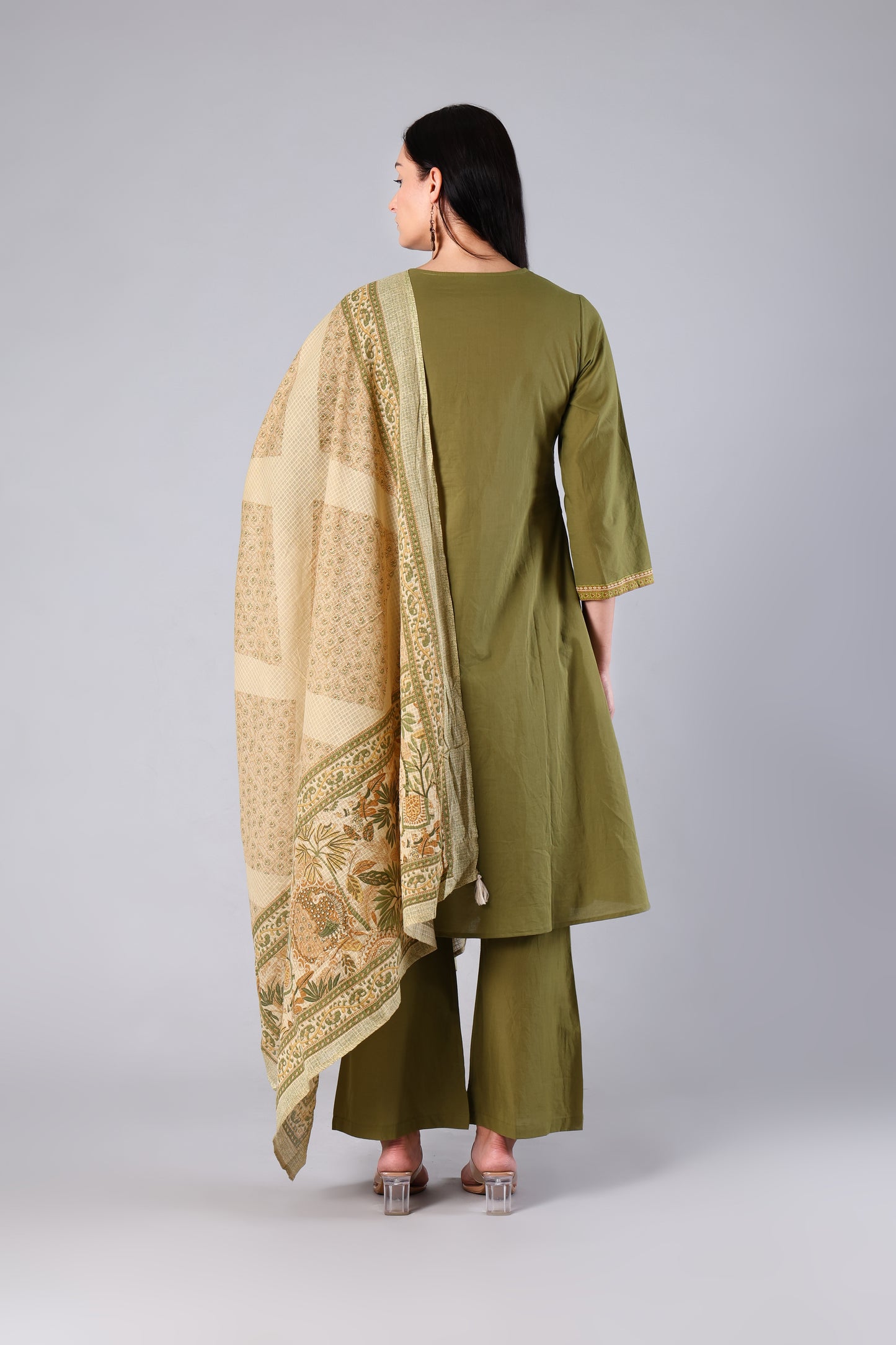 Vyoma | Green Animal Print Cotton Suit Set