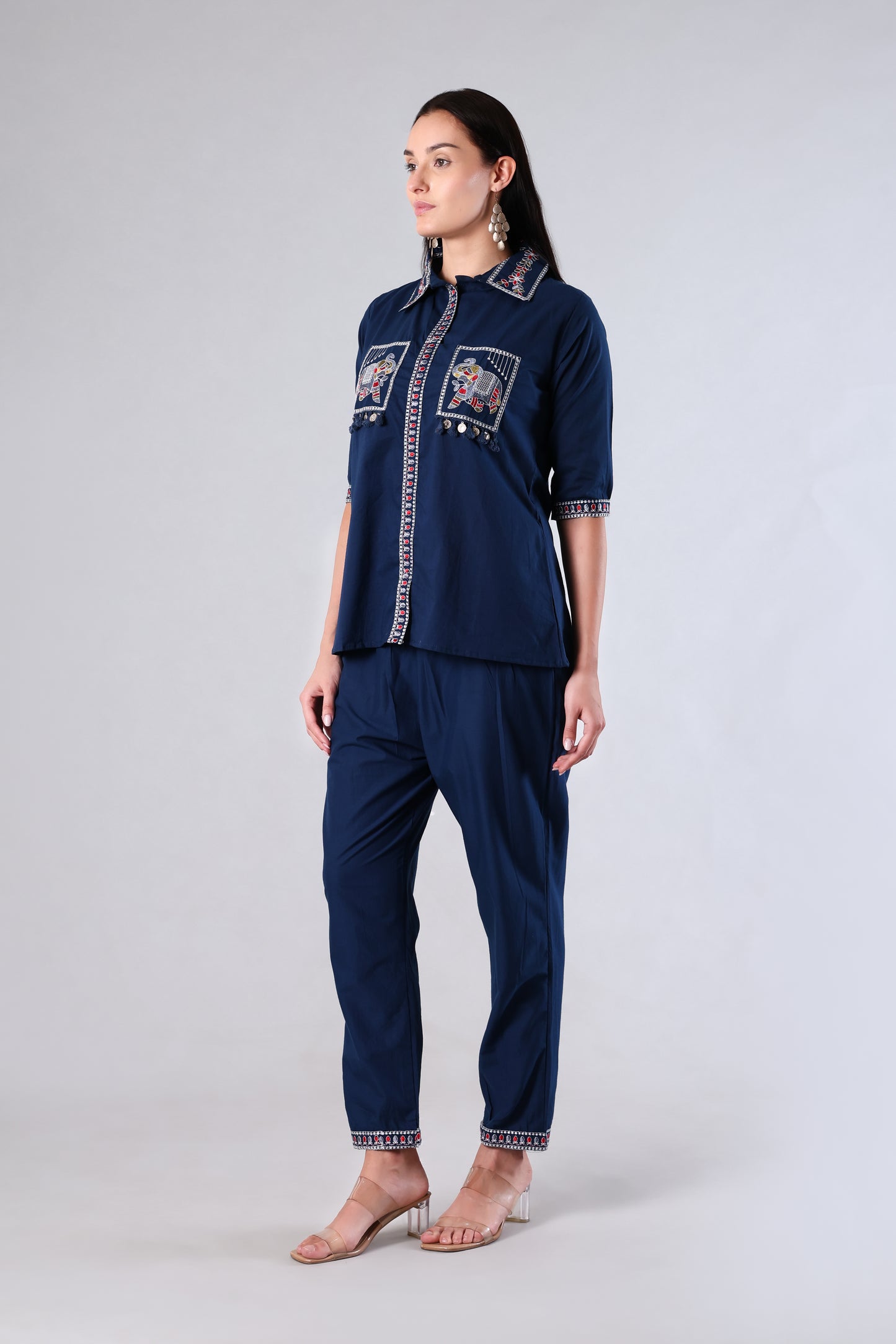 Mira | Blue Embroidered Cotton Co-ord Set