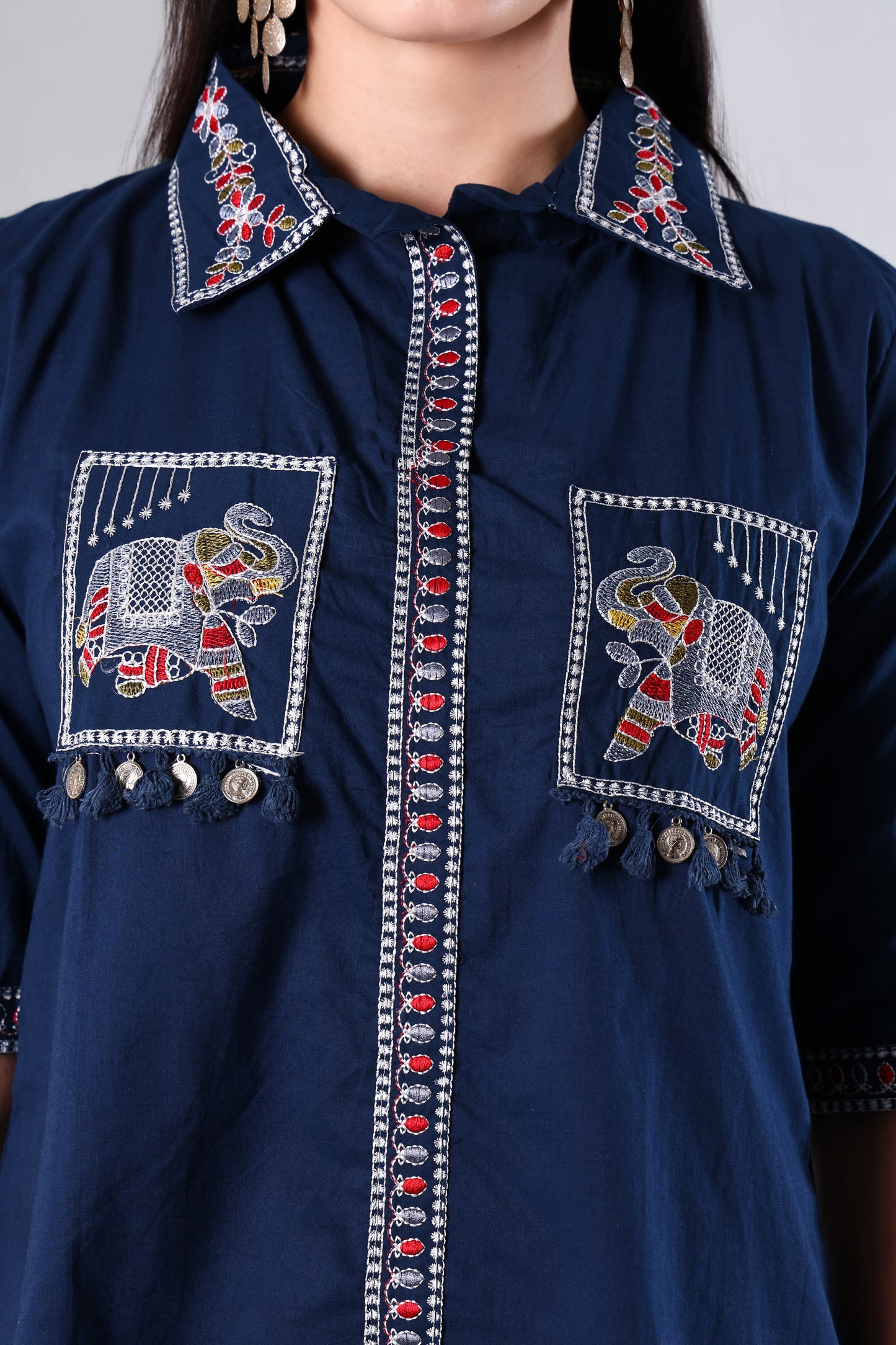 Mira | Blue Embroidered Cotton Co-ord Set