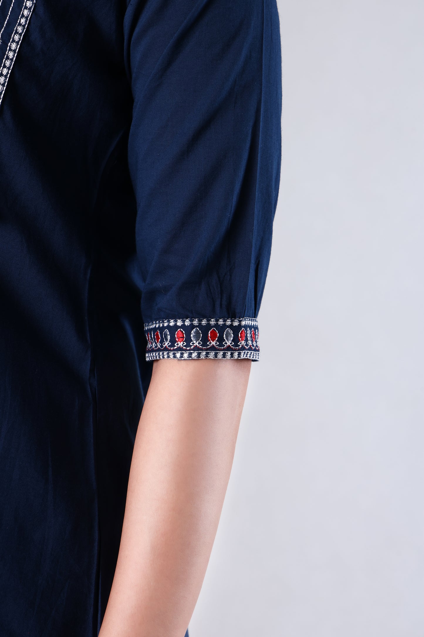 Mira | Blue Embroidered Cotton Co-ord Set