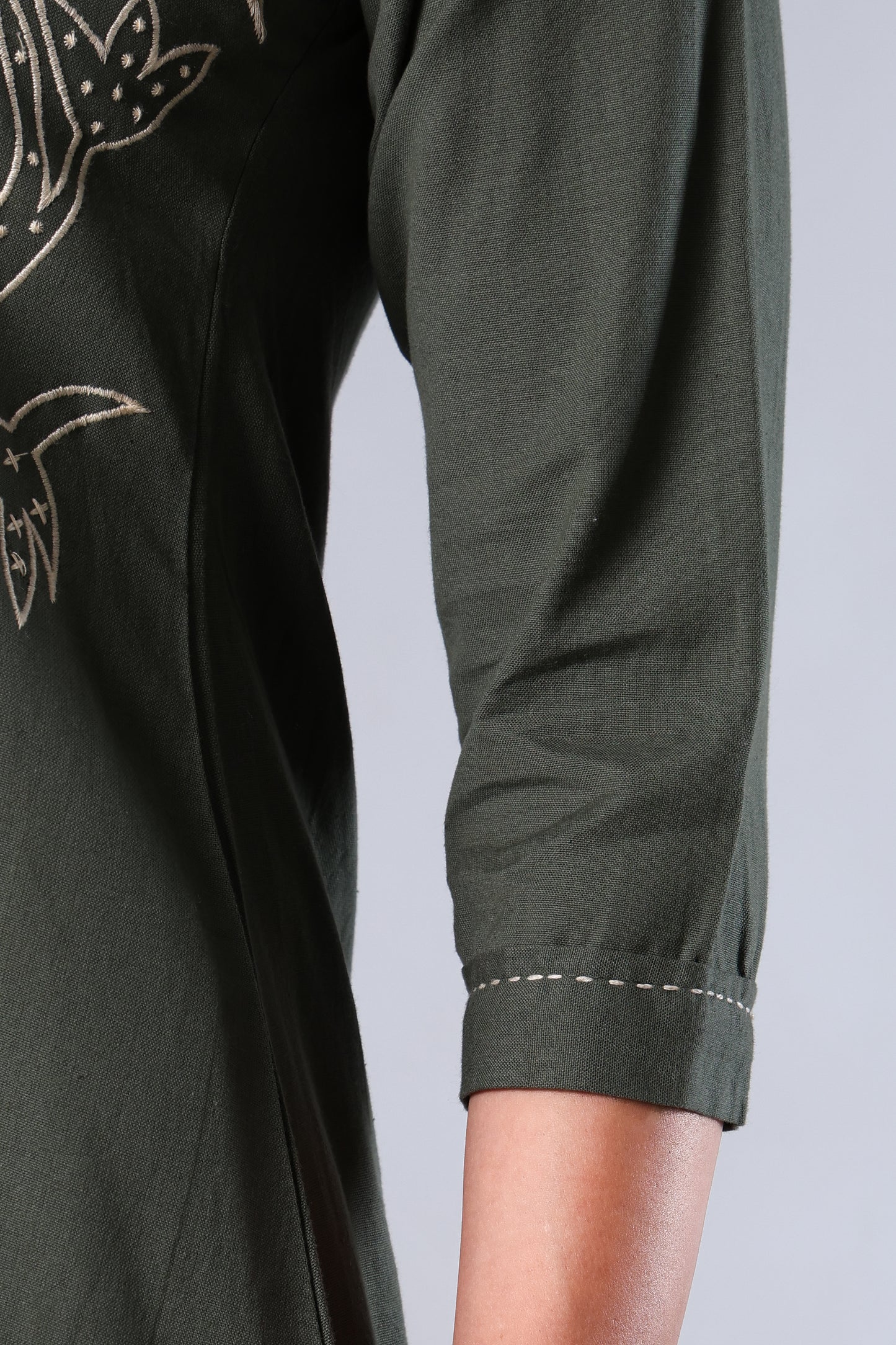 Vamika | Green Embroidered Khadi Cotton Co-ord Set