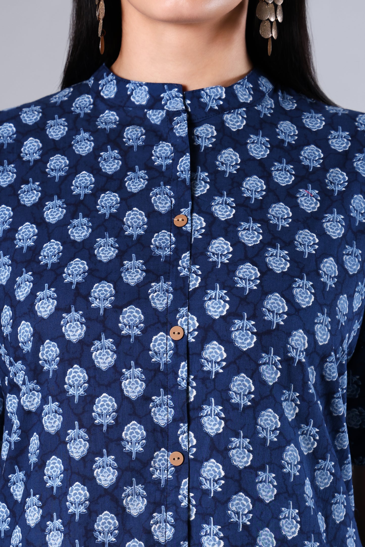 Tarini | Blue Block Print Cotton Suit Set