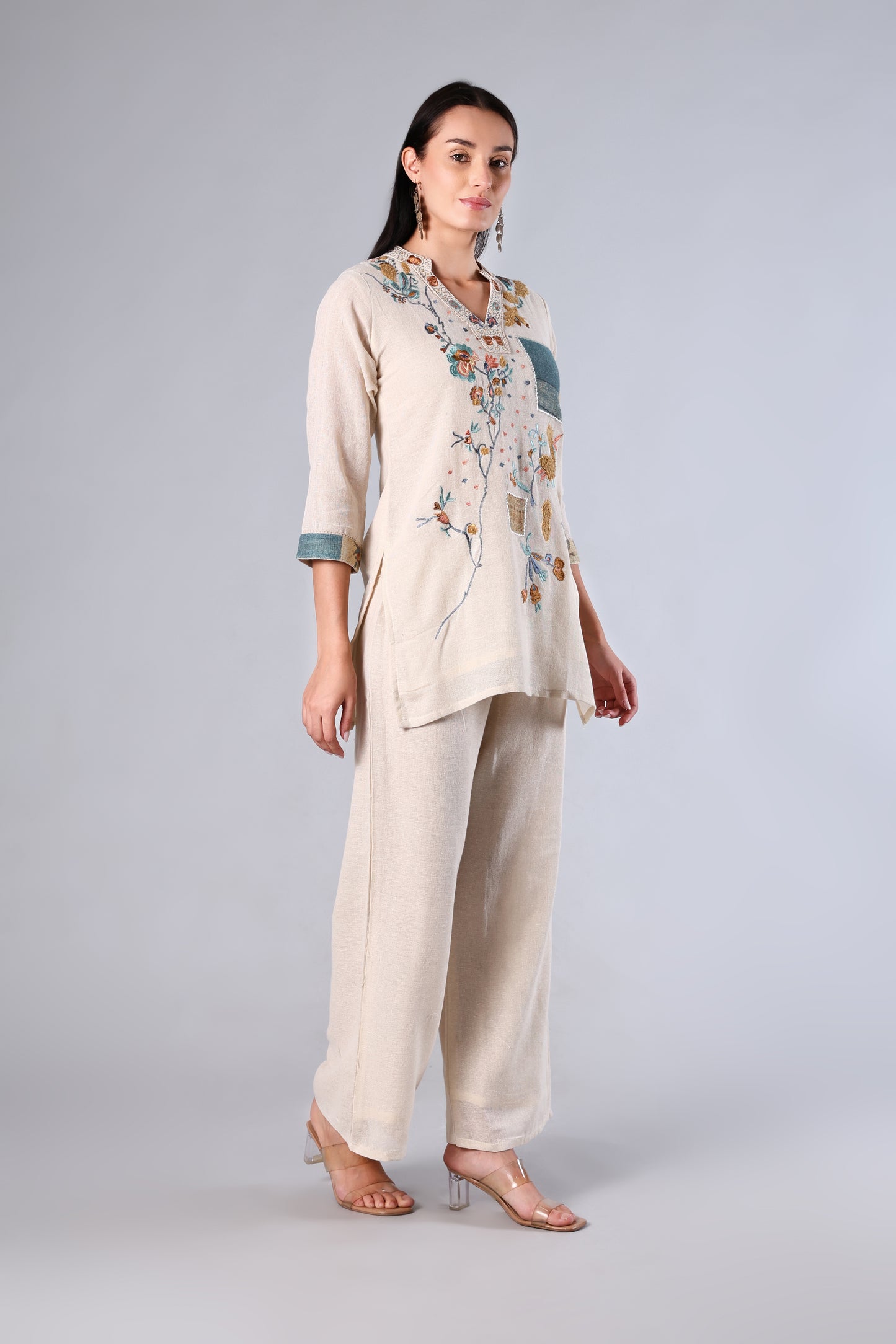 Aarunya | Beige Embroidered Jute Co-ord Set