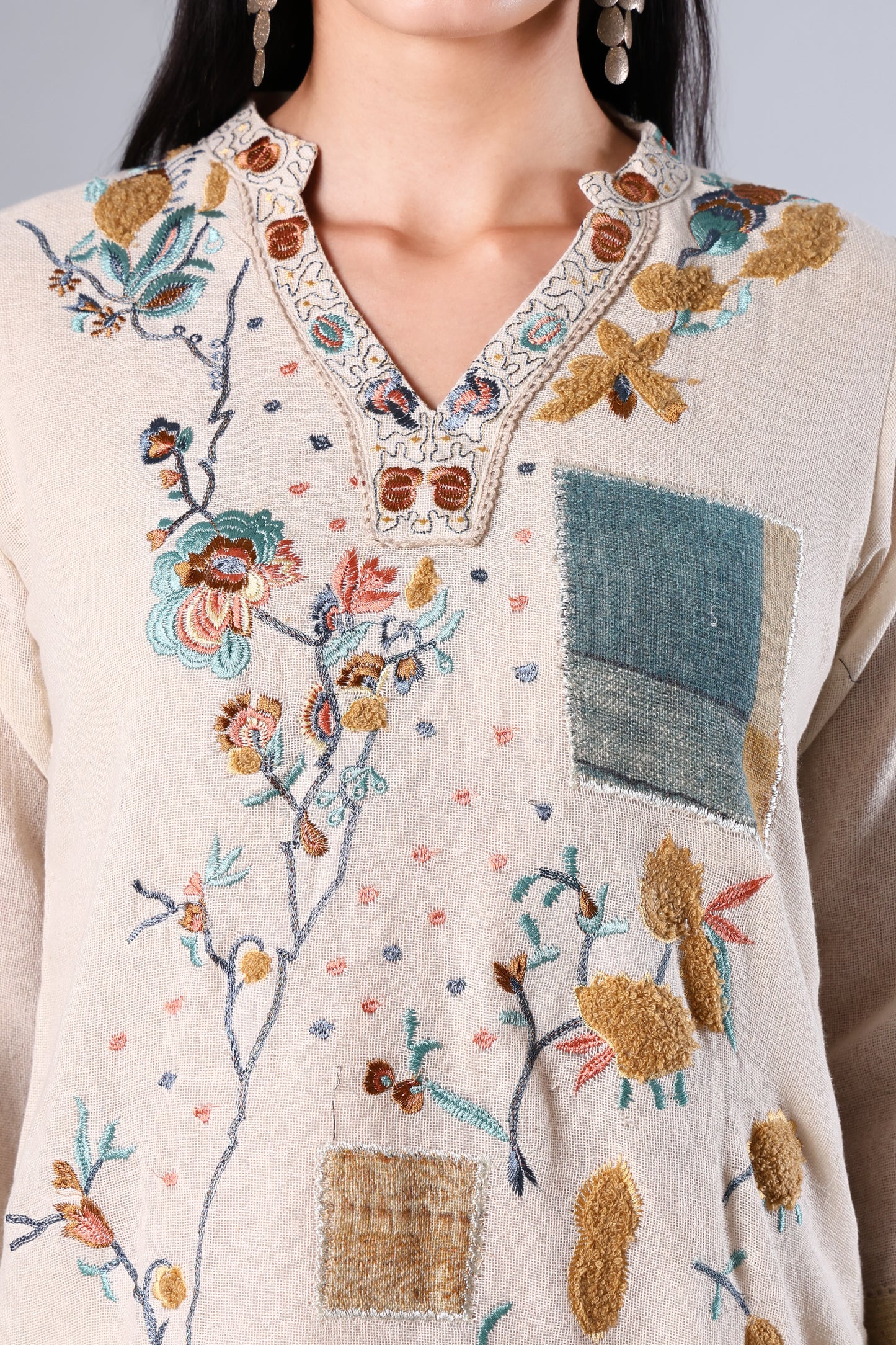 Aarunya | Beige Embroidered Jute Co-ord Set