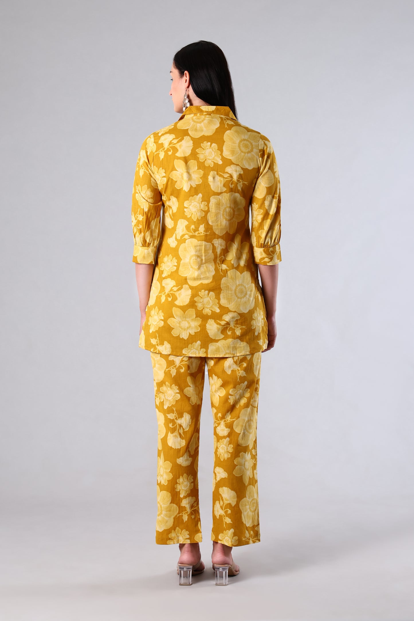 Sunaina | Yellow Floral Cotton Co-ord Set