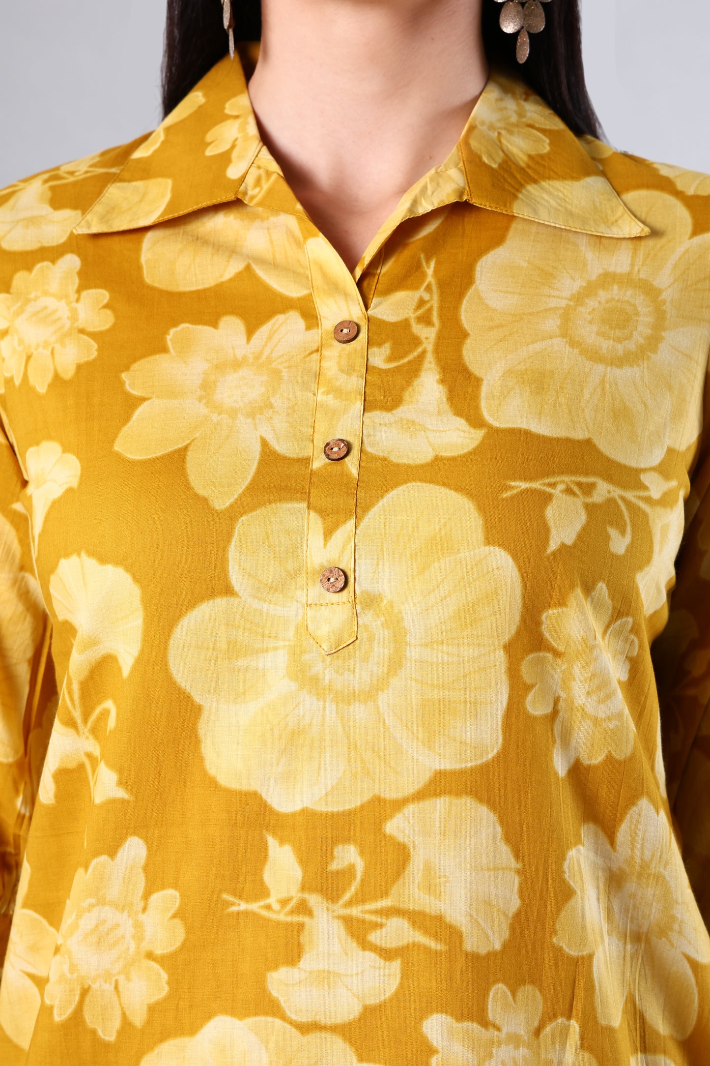 Sunaina | Yellow Floral Cotton Co-ord Set