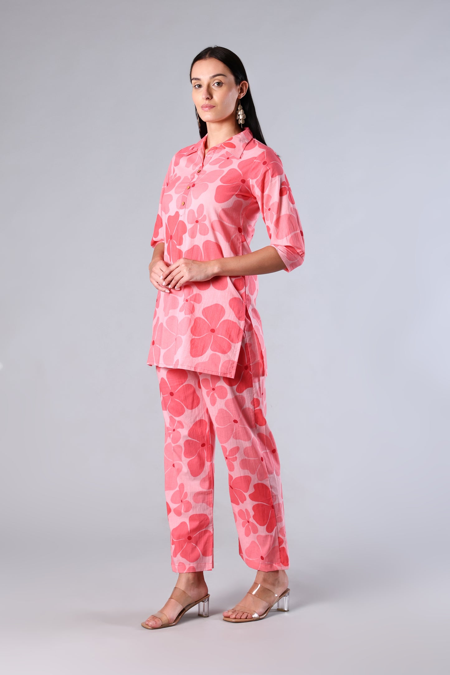 Pankhuri | Pink Floral Cotton Co-ord Set