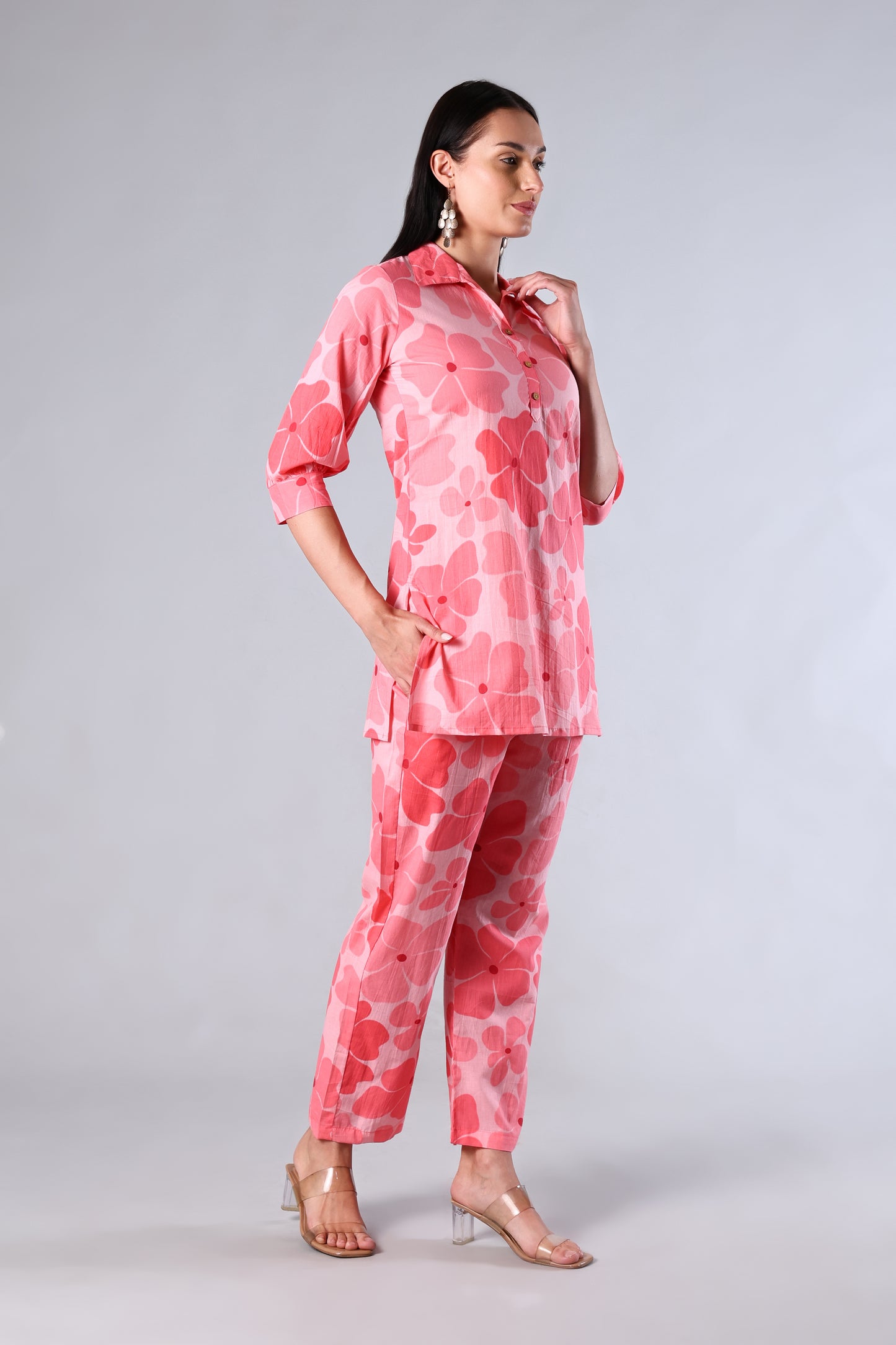 Pankhuri | Pink Floral Cotton Co-ord Set
