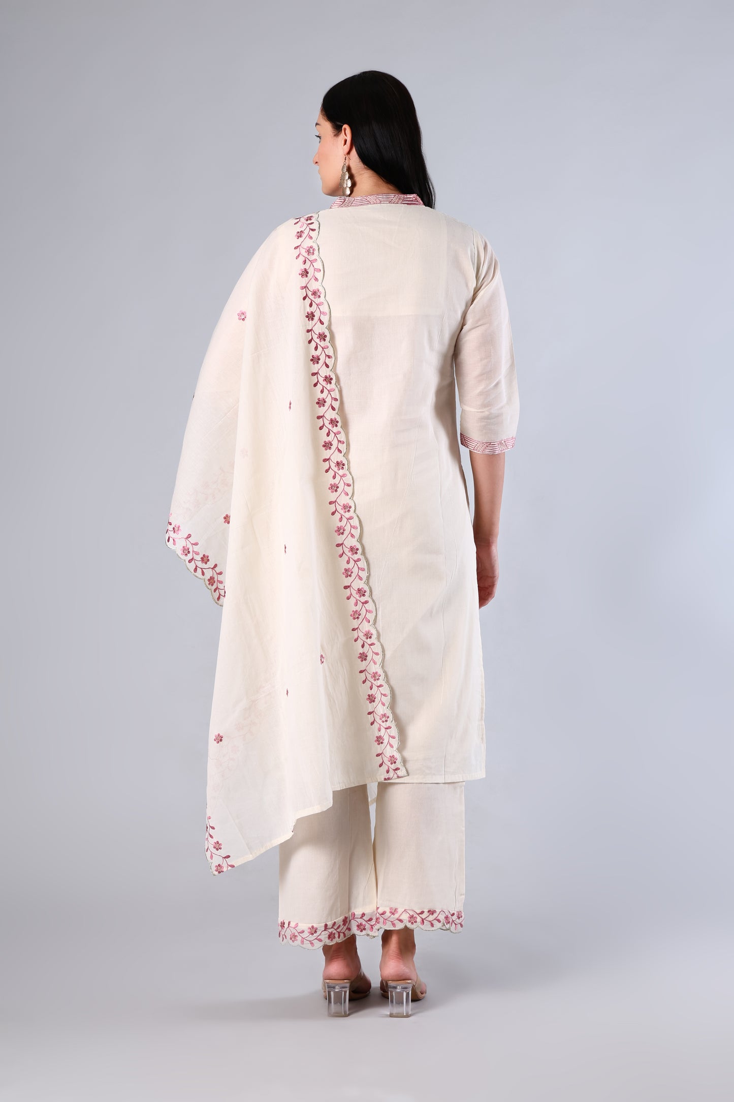 Ruhika | Pink Embroidered Cotton Suit Set