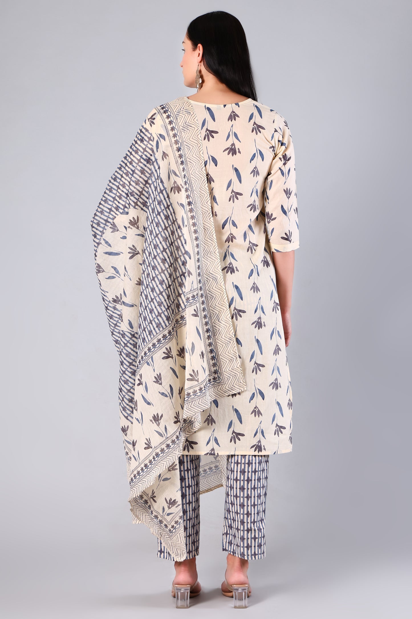 Rangriti | Blue Red Floral Cotton Suit Set