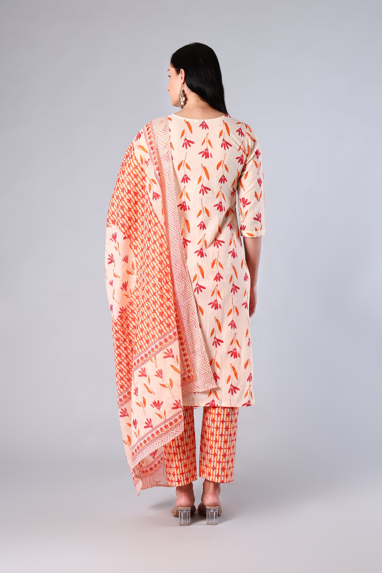 Rangriti | Blue Red Floral Cotton Suit Set