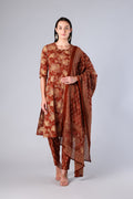 Avira | Rust Floral Cotton Suit Set