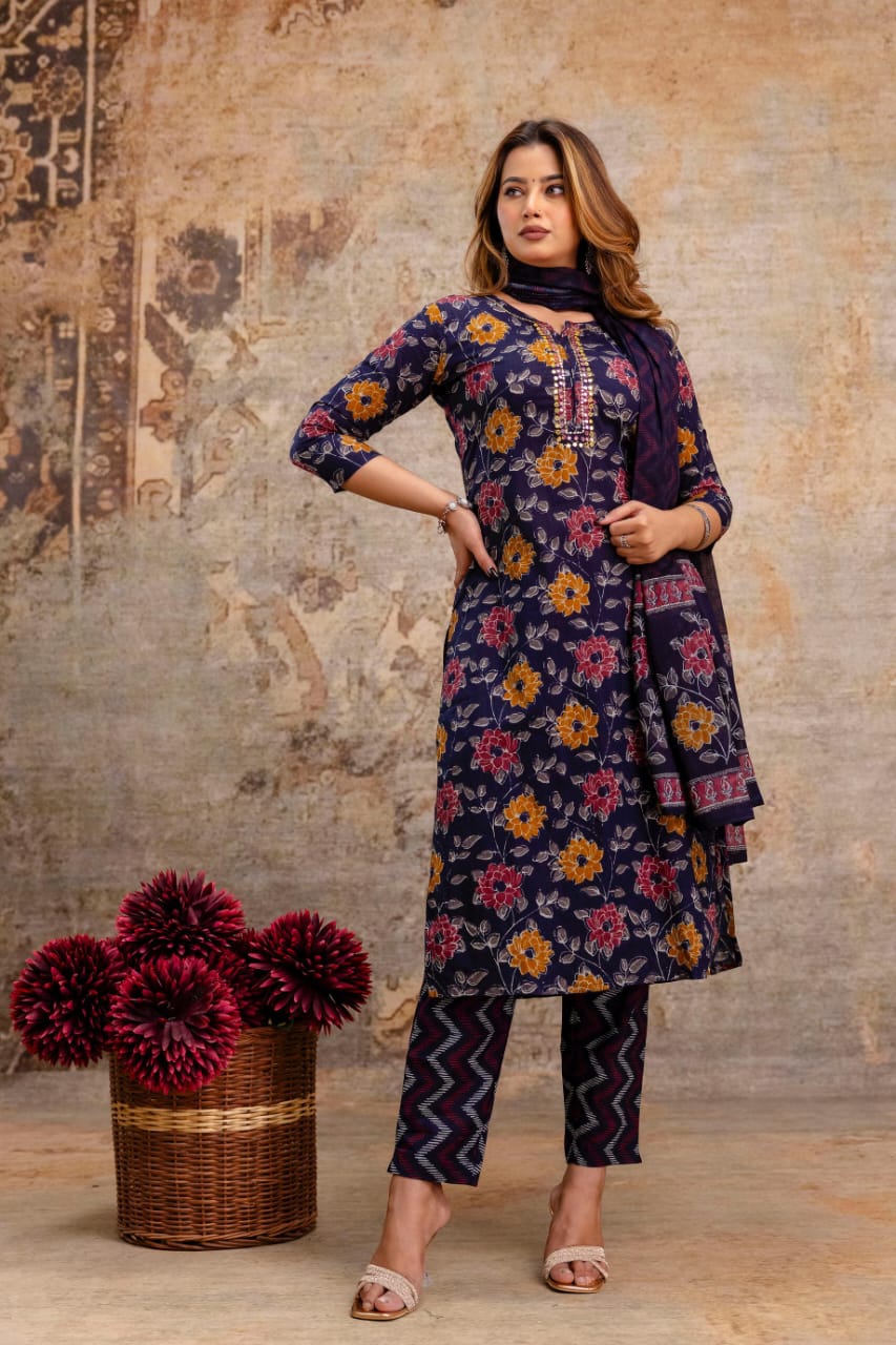 Zaria - Floral Kurti Set
