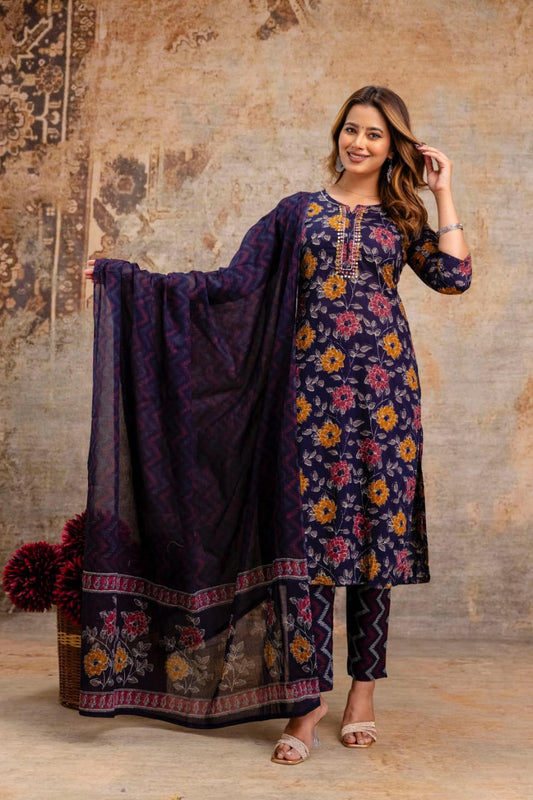 Zaria - Floral Kurti Set
