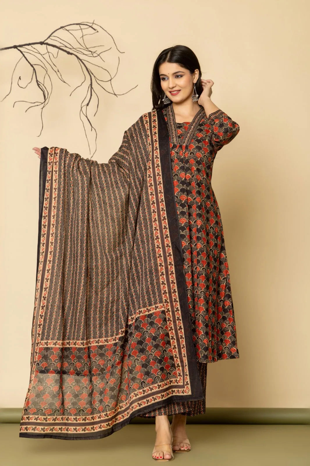 Multicolor Stripe Palazzo Suit Set with Border Patch