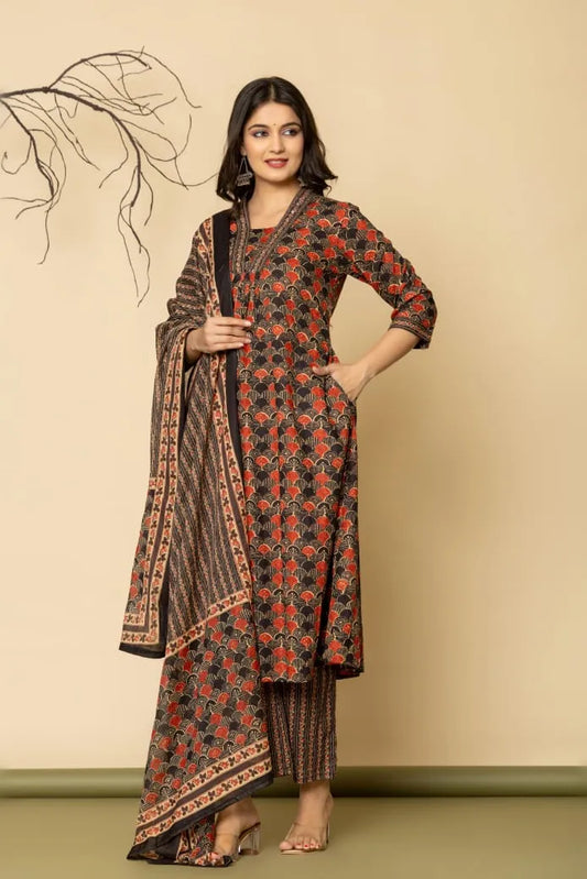 Multicolor Stripe Palazzo Suit Set with Border Patch